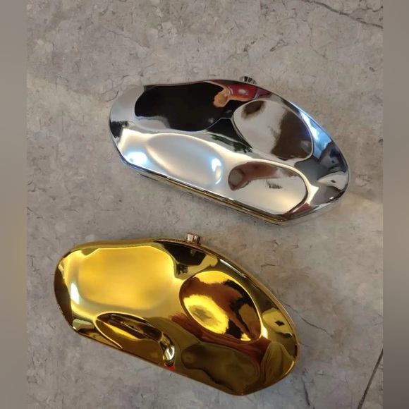 STATEMENT Silver Evening clutch wedding bag - Picture 8 of 8